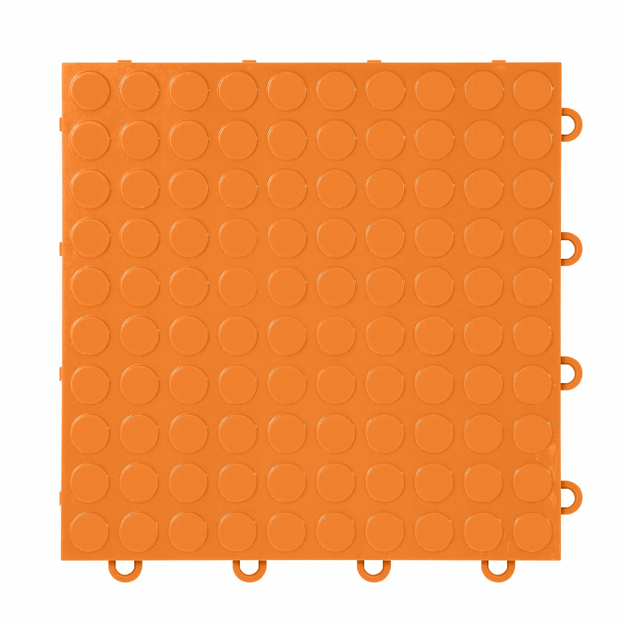 FlooringInc's Nitro 12"x12" Snap-Together Garage Flooring Tiles, Non-Slip Interlocking Plastic Garage Floor Mat, Garage Organization & Garage Storage, Coin Pattern, Harley Orange, 52 Tiles, 52 Sq/Ft