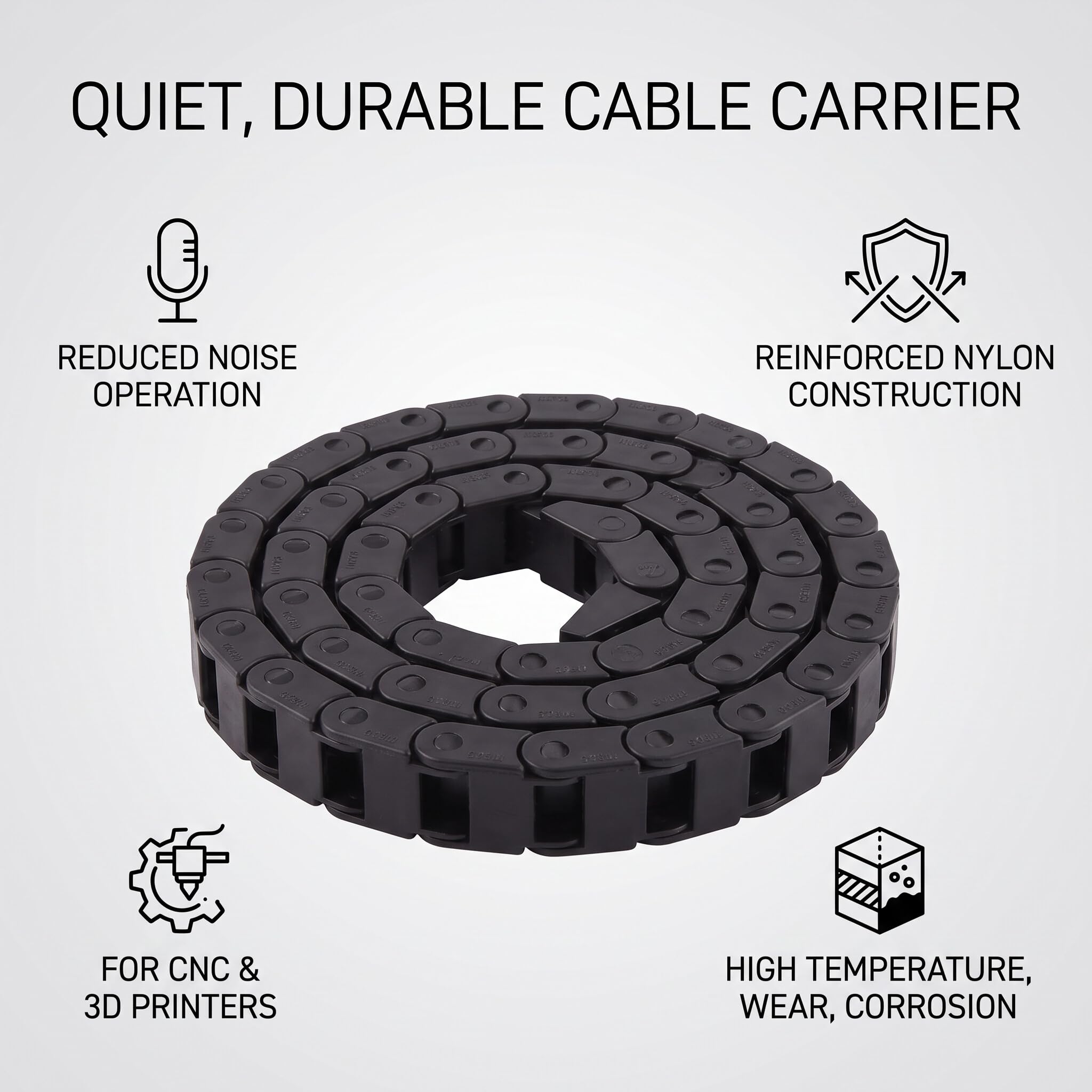 R28 Czarny nylonowy kabel Zipper Nośnik 1000 mm / 40 "długi do drukarki 3D/routera CNC