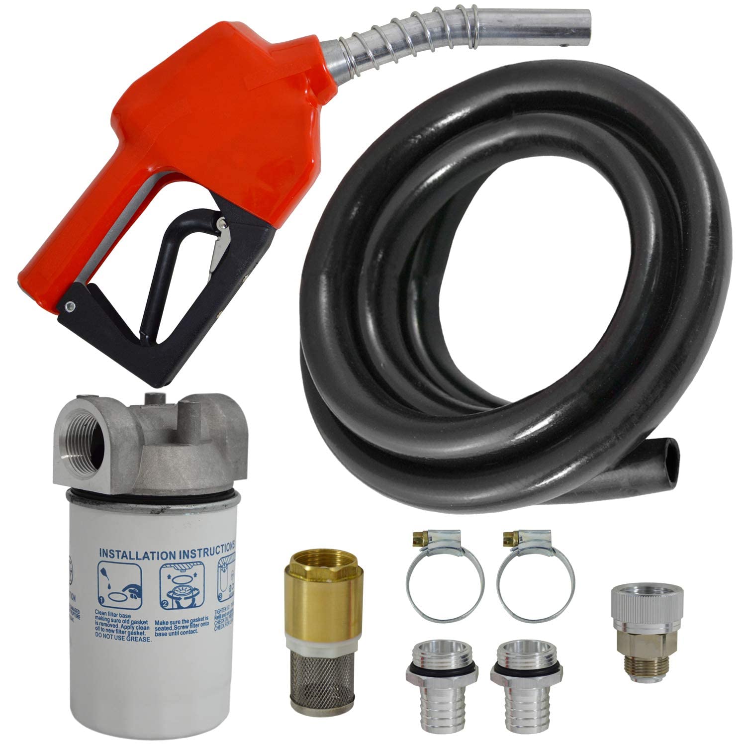 AMUR Pompa do oleju napędowego, pompa oleju opałowego, biodiesel, samozasysająca, diesel Star 160-4-12 V, pompa diesla z przyłączem 12 V, kompletny zestaw z 6 m wężem gumowym i filtrem oleju napędowego