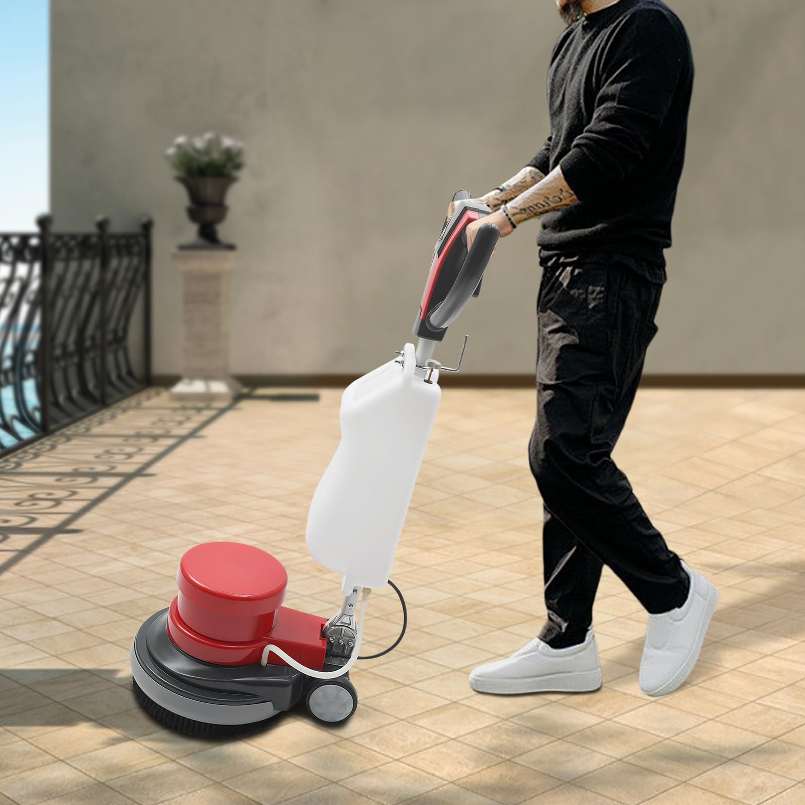 1100W máquina de disco único hogar limpiador fregadora comercial piso limpieza 2,11L tanque de agua 1000mm/39.5" cable de alimentación largo