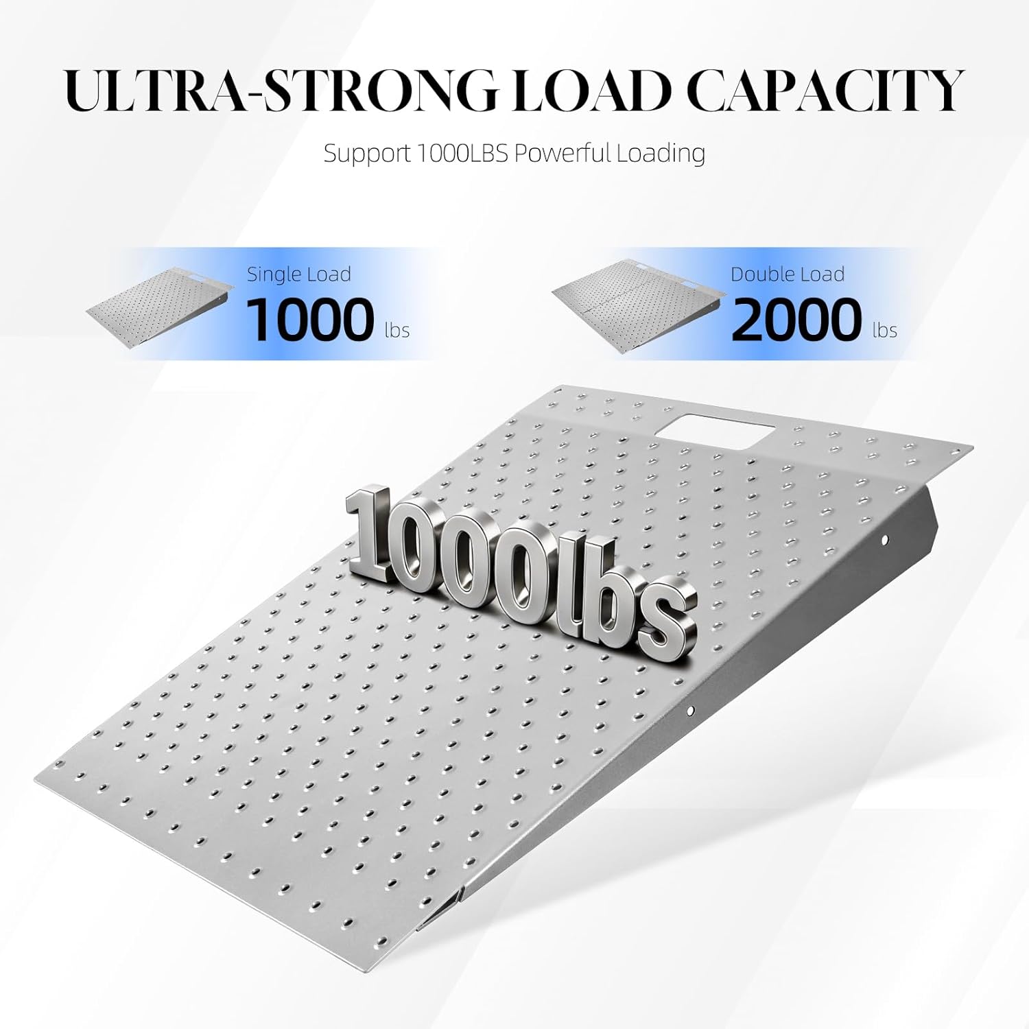 Kryonix Shed Ramp for Riding Mower, 1000LBs Heavy-Duty Capacity Shed Loading Ramp, 29" L x24 W Anti-Slip Metal Punch Plate Ramps for Sheds, Garden Cart, Motorcycles, Garages & Barns(1pc)