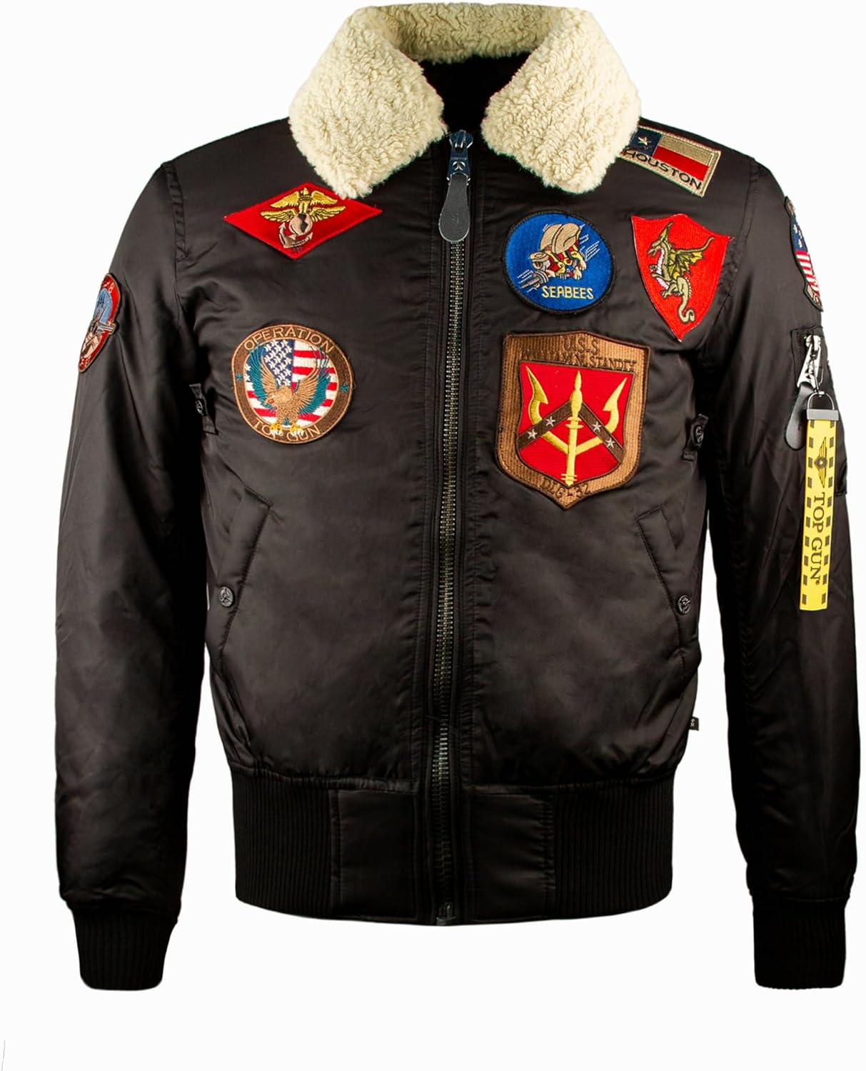 TOP GUN Official B-15 Men’s Flight Bomber Jacket with Patches