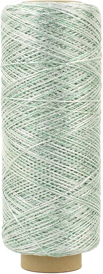 Pure Cord Polyester + Metal, Glitter, Metallic Yarn, Knitting, Crochet, Summer Accessory Making, 70g, 350m Green