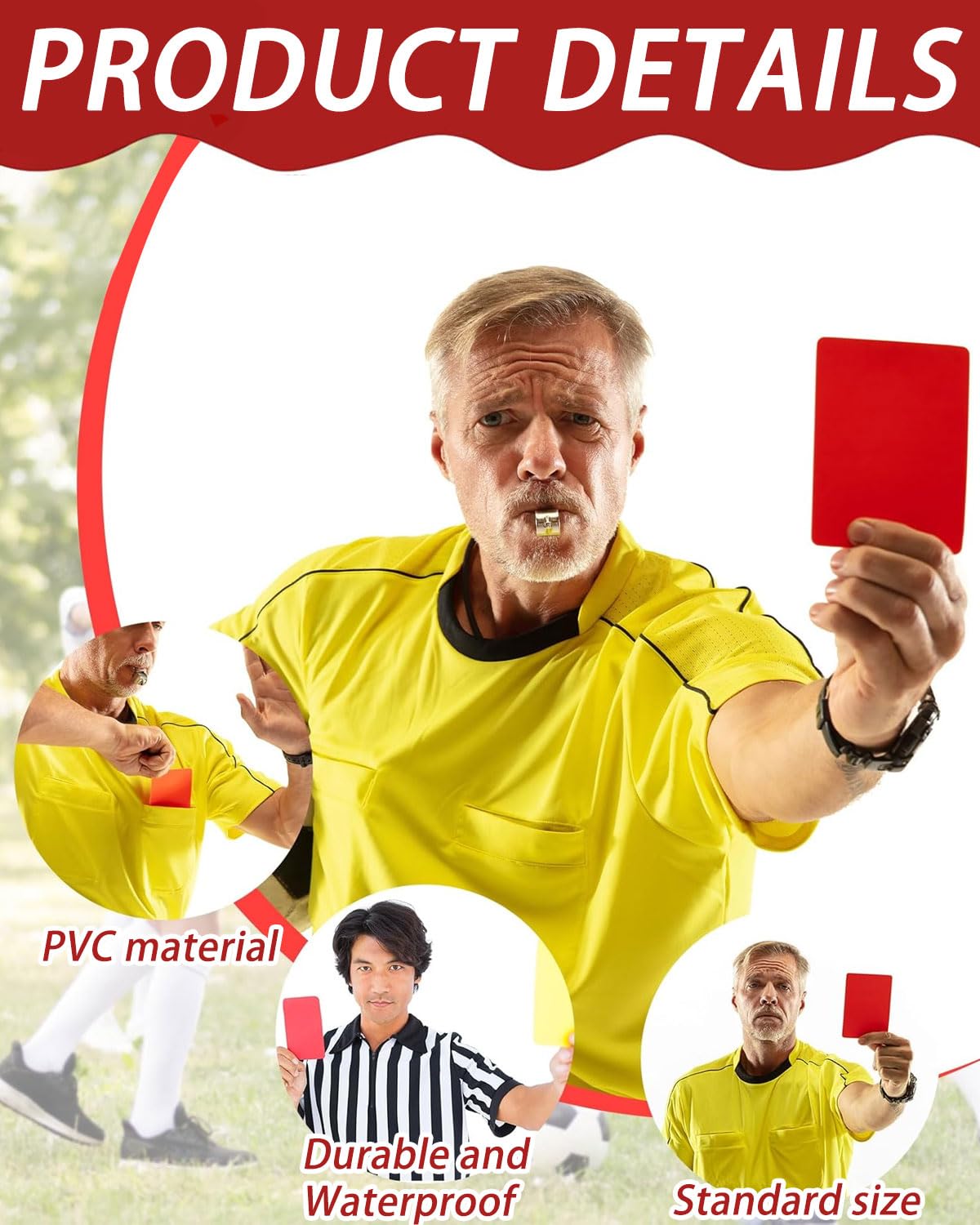 2 Pares Tarjetas Árbitro Fútbol PVC Rojas Amarillas Resistentes Accesorios Partido