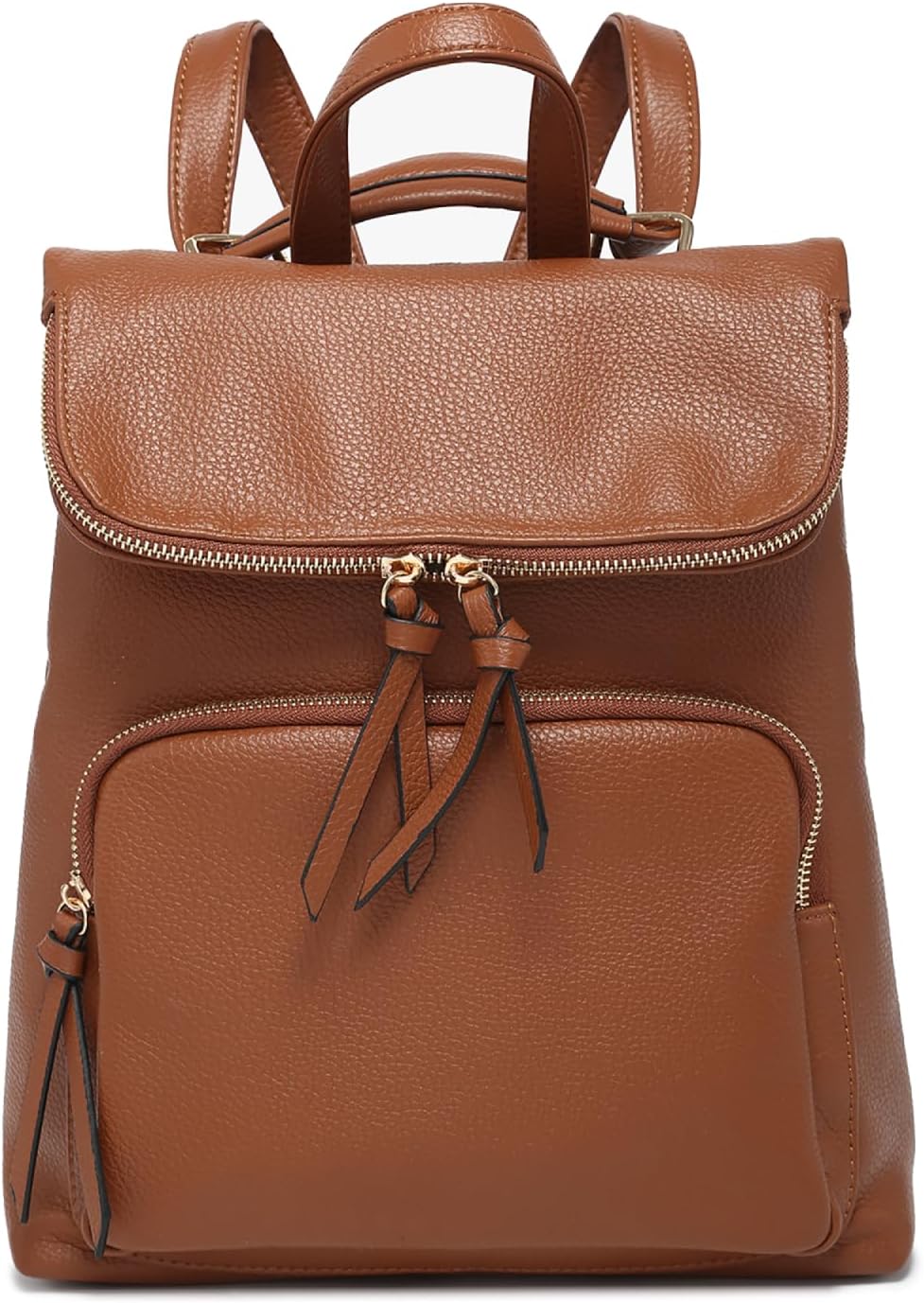 Everlee Vegan Leather Backpack Purse for Women Convertible Fashion Ladies Travel Shoulder Bag with Flap Zip Closure (Brown)