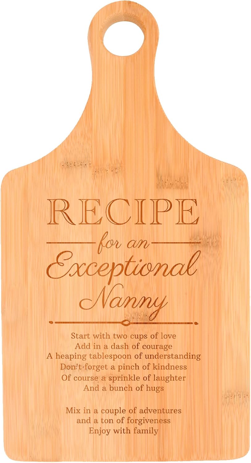 Birthday for Grandma Recipe for an Exceptional Nanny Decorative Paddle Shaped Wood Serving Board