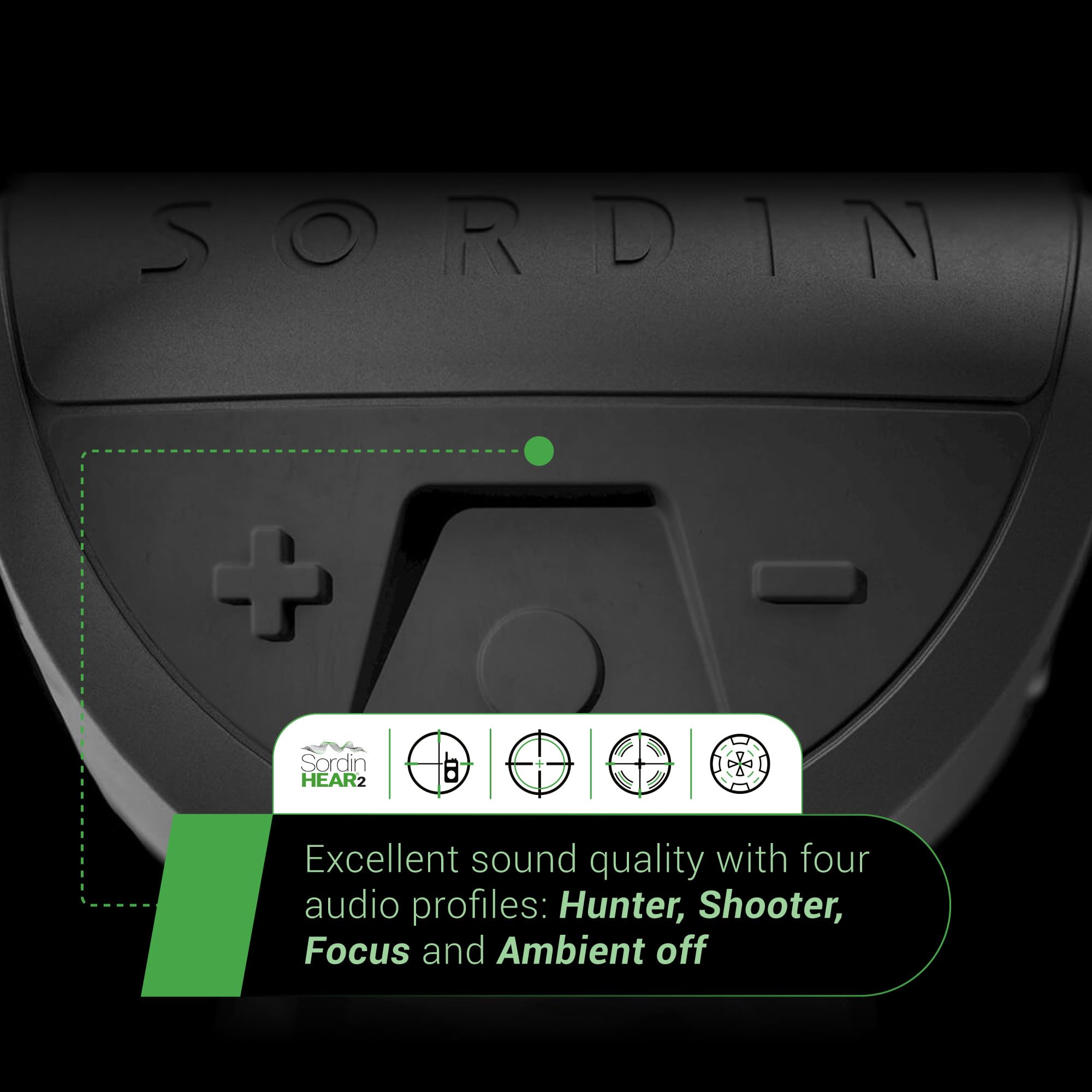 Sordin Supreme X2 (301004-10G-AMA) - Protector auditivo electrónico, color negro con almohadillas de gel y diadema de cuero, modo de protección dual, 4 modos de audio (SNR 29 / NRR 23)