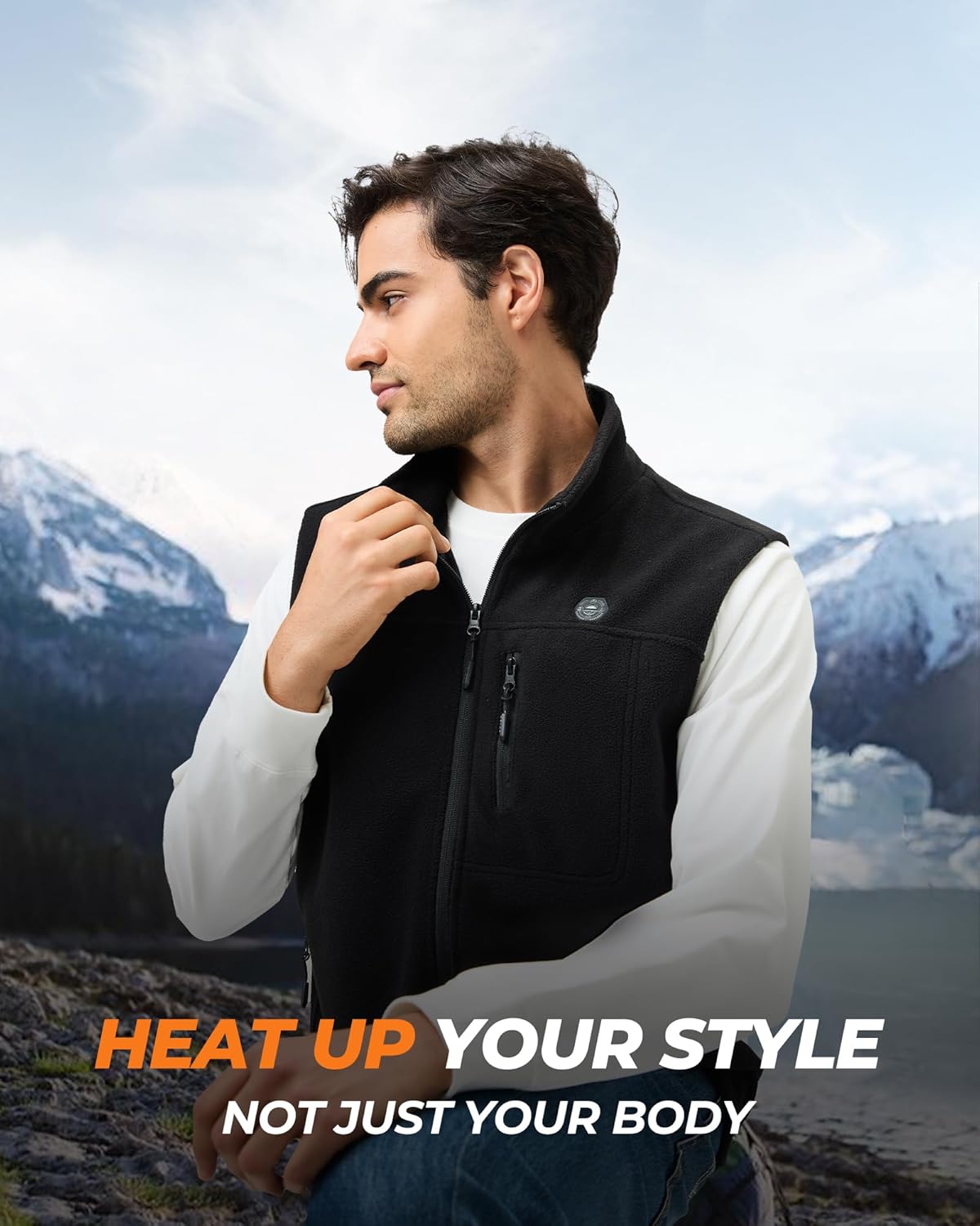 Fleece Heated Vest for Men with 16000mAh 7.4V Battery, Ergonomics Heating System, 9 Heating Zones Vest for Skiing - Image 7