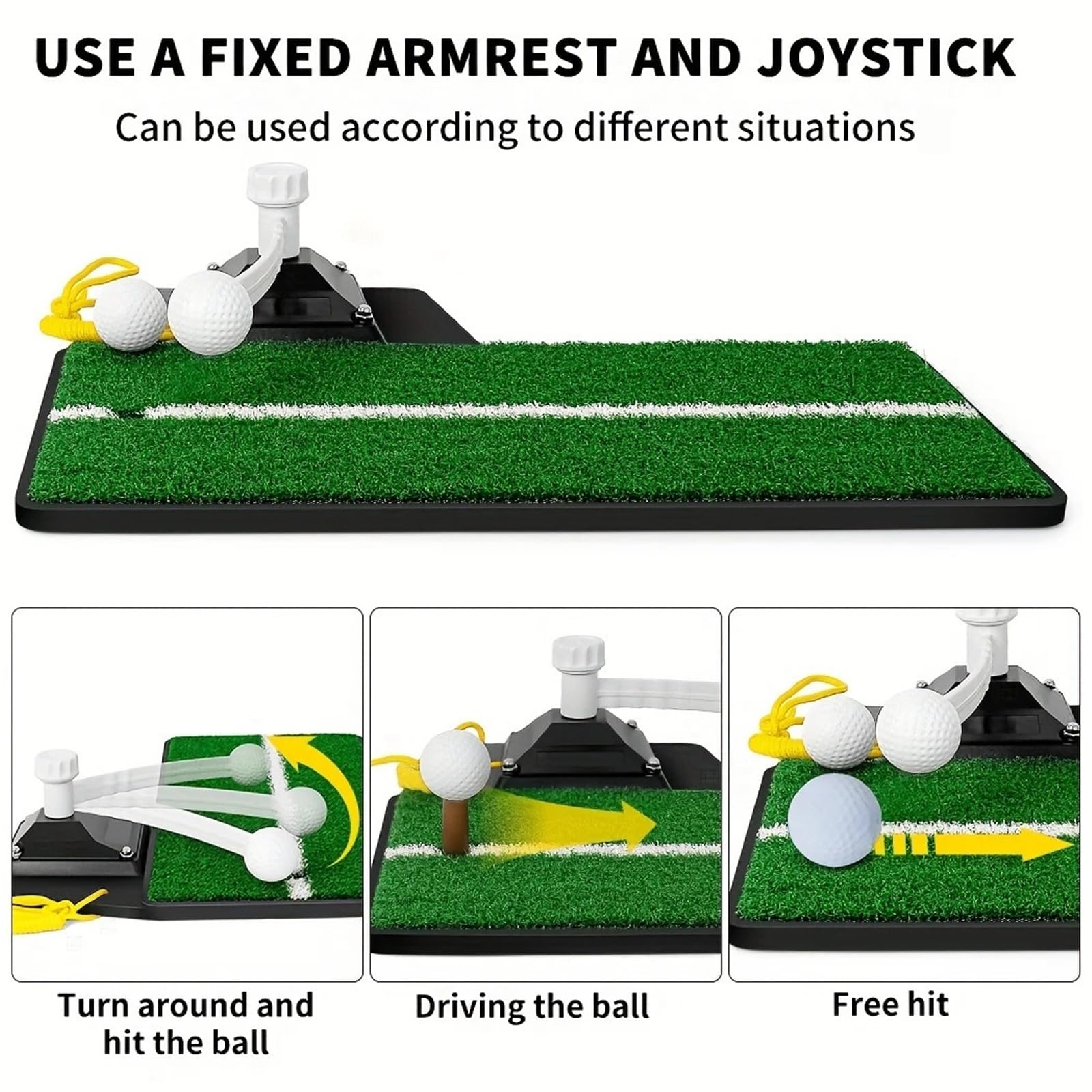 Genérico Compatible Golf Swing Trainer 2.0 con tapete de práctica | Equipo de entrenamiento interior/exterior de altura ajustable con tapete Pure Path.