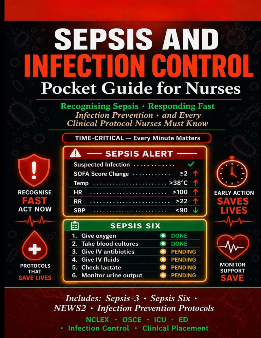 Sepsis and Infection Control Pocket Guide for Nurses.: Recognizing Sepsis, Responding Fast, Infection Prevention, and Every Clinical Protocol Nurses Must Know.