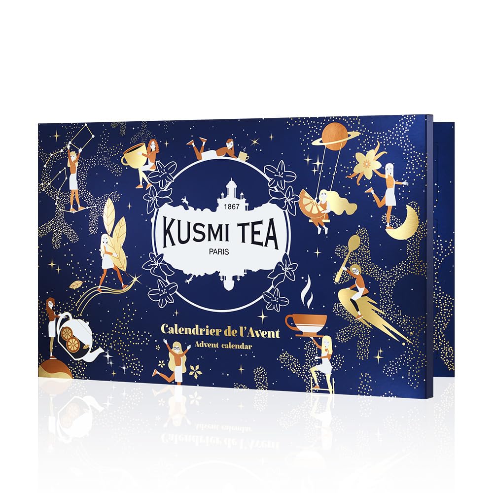 Kusmi Tea - Calendrier de l'Avent 2025 Bio - 24 Surprises - Thés Noirs, Verts, Blanc, Infusions - Idée Cadeau Femme et Homme - Cadeau Noël - Secret Santa