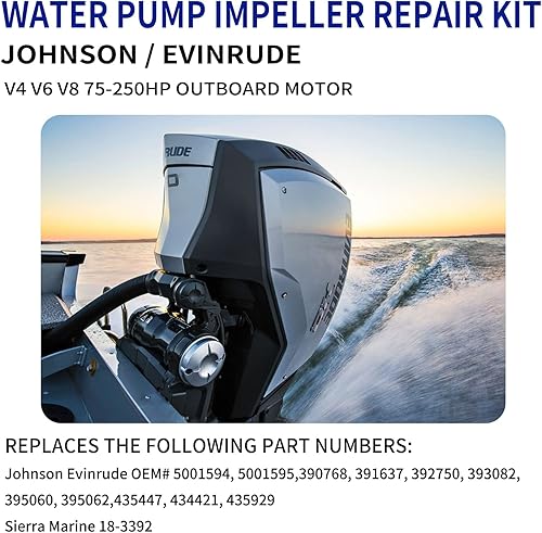 Miniatura 3 de 5001595 Kit de reparación de impulsor de bomba de agua con carcasa de repuesto para Johnson Evinrude V4 V6 V8 75-250HP Reemplazar 5001594 435929