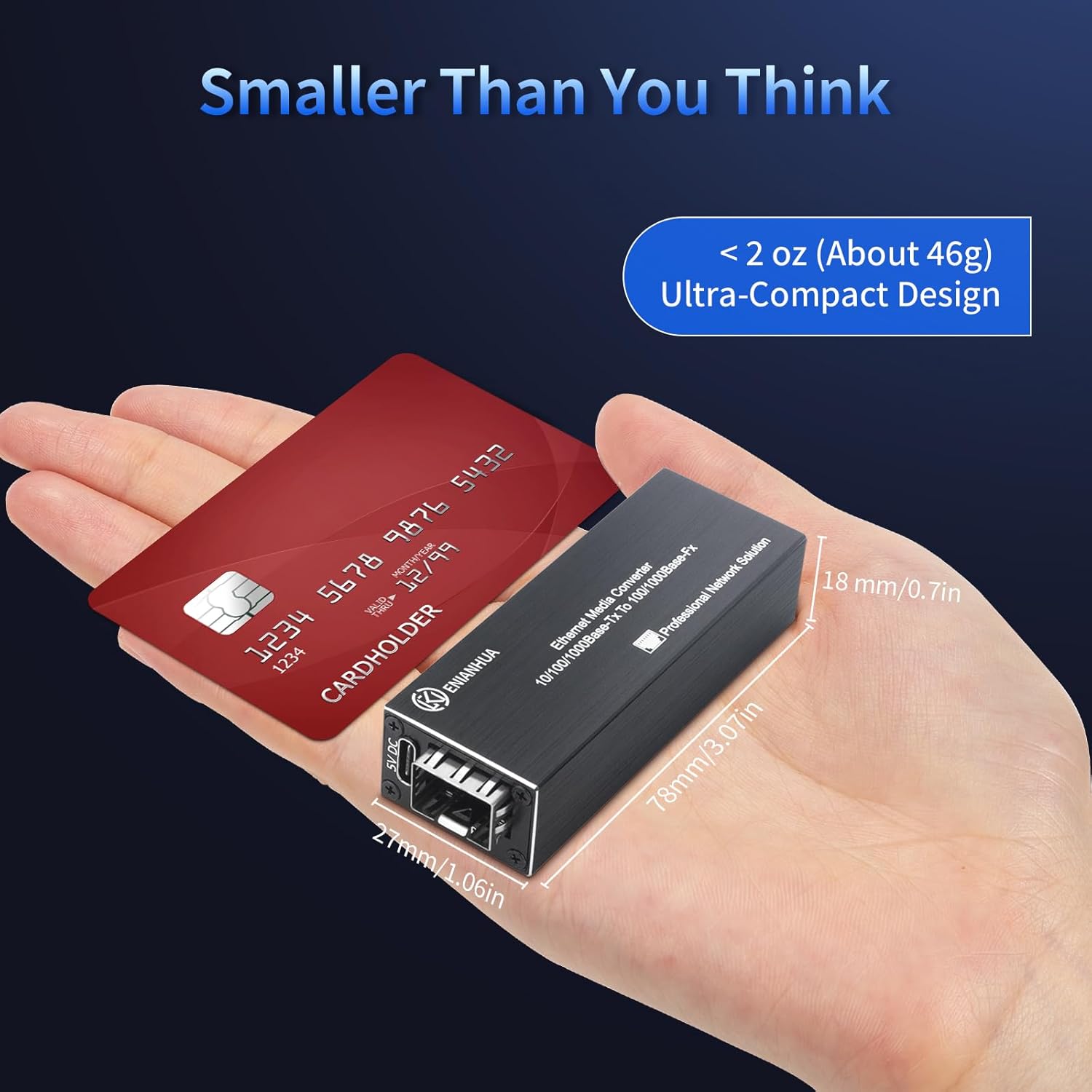 A Pair of Gigabit Single Mode LC Fiber Media Converter, with 2 SFP Modules, 1.25G SFP Bi-Directional Transceiver, 1310nm TX/1550nm RX, Digital Diagnostic Monitoring, Transmission up to 20km