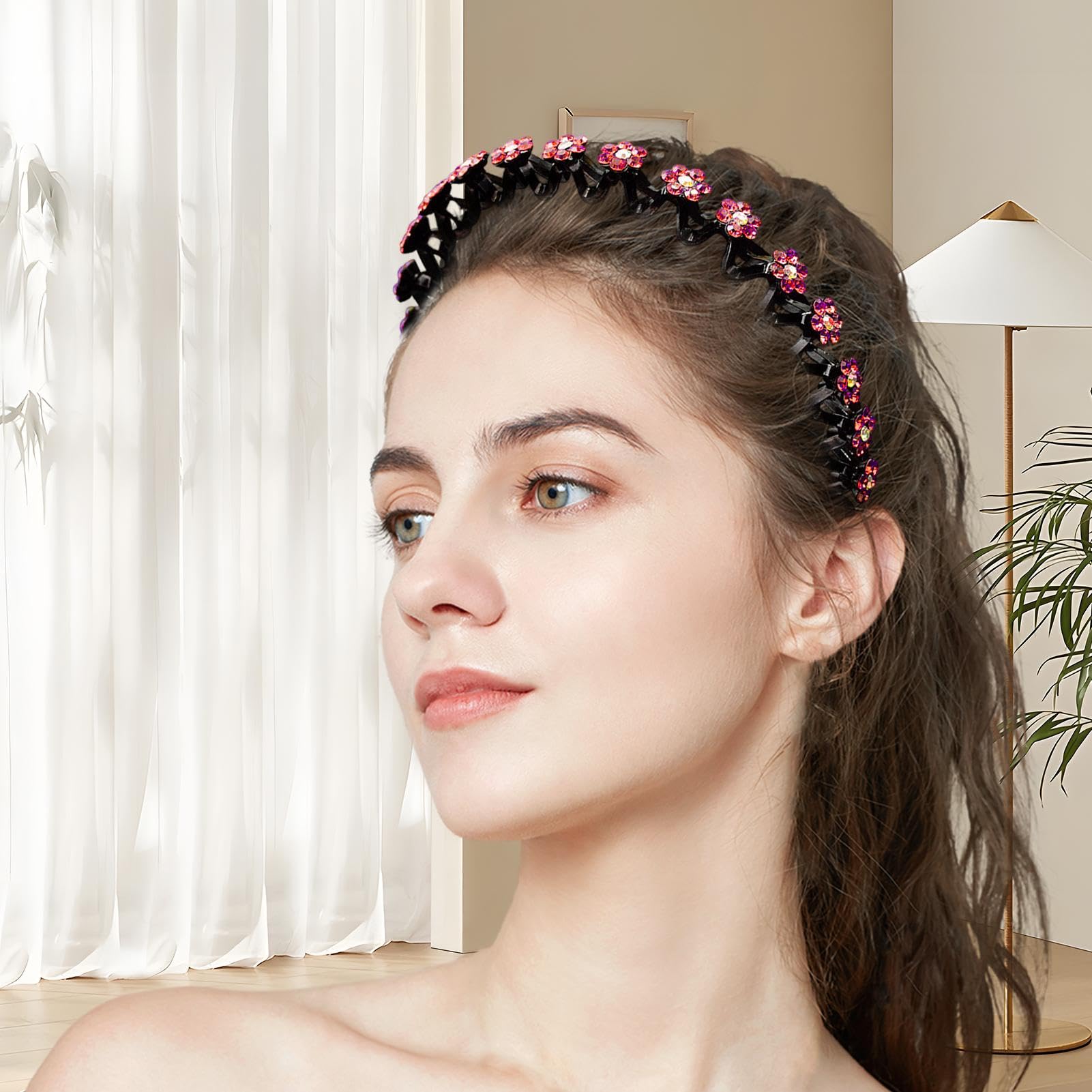 Set Di 4 Fasce Per Capelli Con Strass Per Donna – Cerchietti Antiscivolo Con Denti A Zig-zag, Eleganti E Comodi Per Feste E Tutti I Giorni - 5