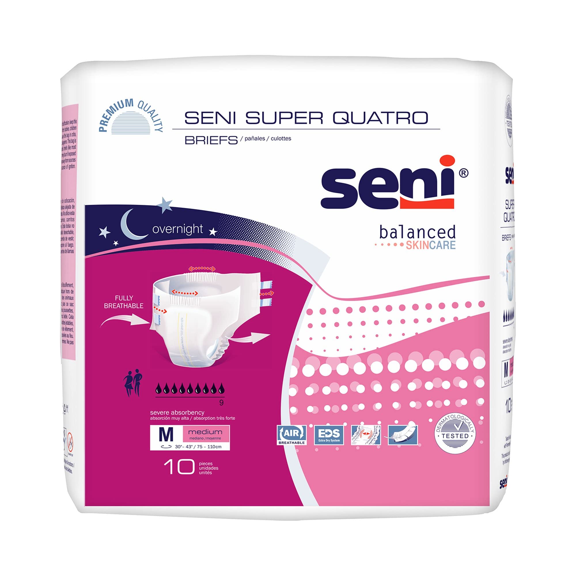 Seni Super Quatro Briefs Medium, 40 Count