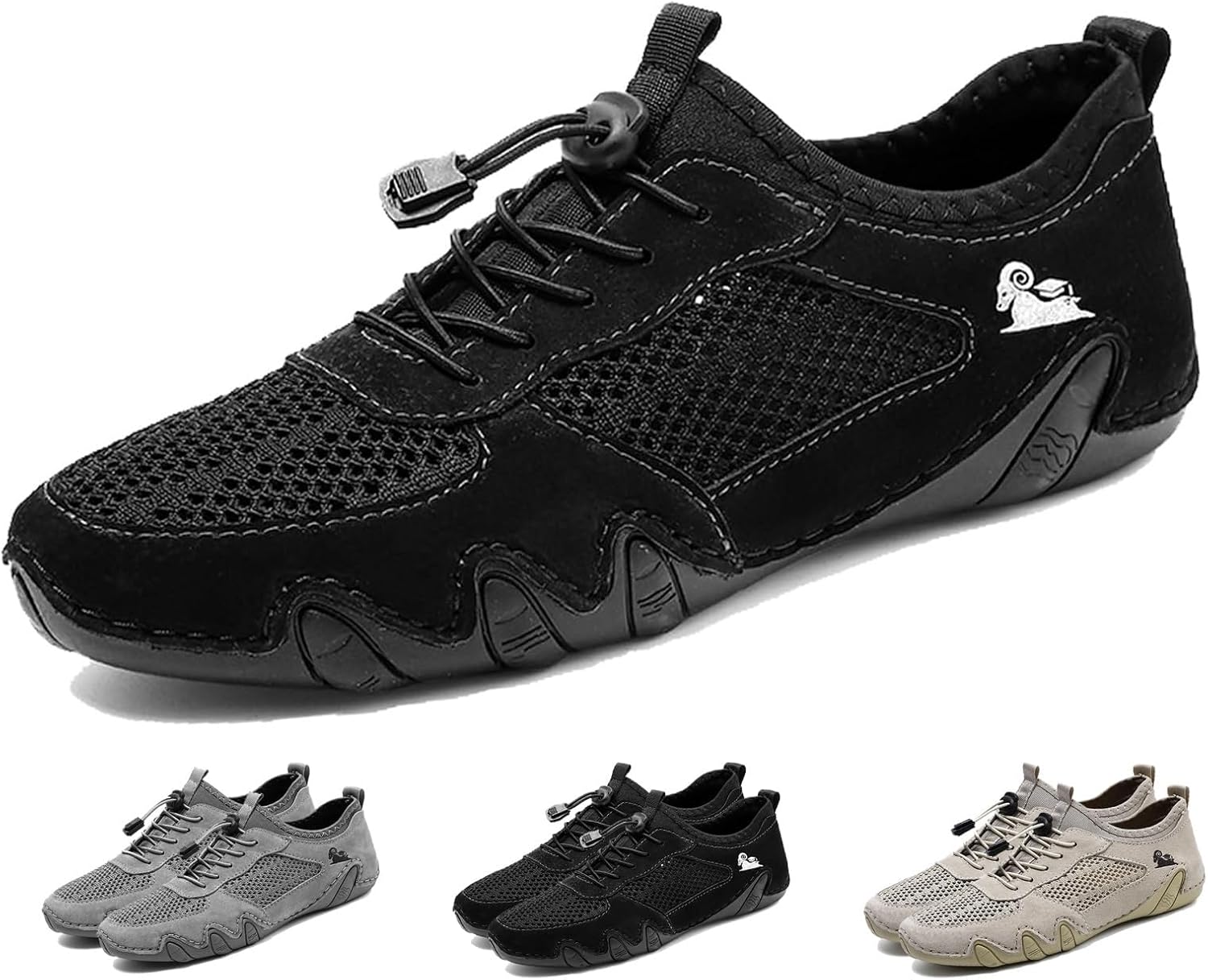 Boxpopla Men's Outdoor Mesh Trail Shoes for Hiking & Walking Slip-on Summer Sports Shoes Breathable Mesh Non-Slip Lightweight Casual Sneakers Camping & Driving