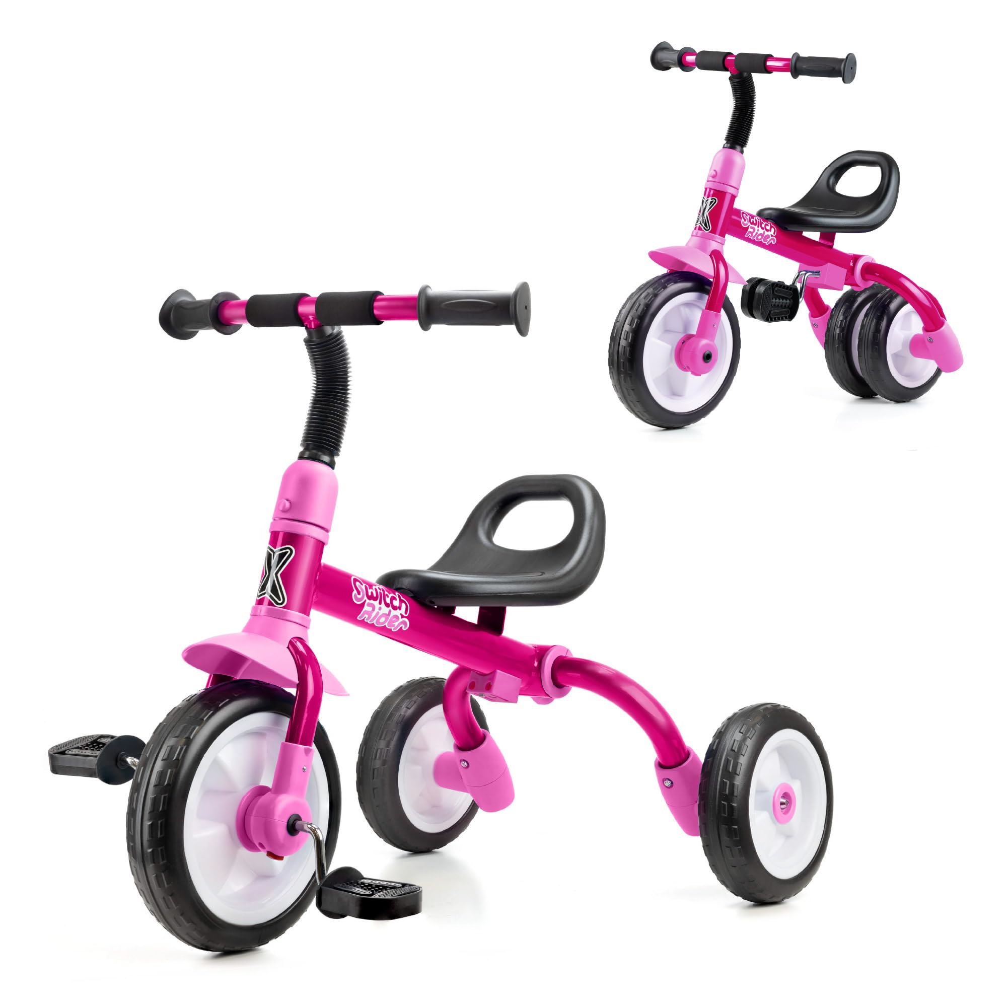 Xootz Switch Rider 5 in 1 Folding Balance Bike and Trike for Toddlers, Adjustable Handlebar and Saddle, Steel Frame, EVA Tyres, for Kids 2+