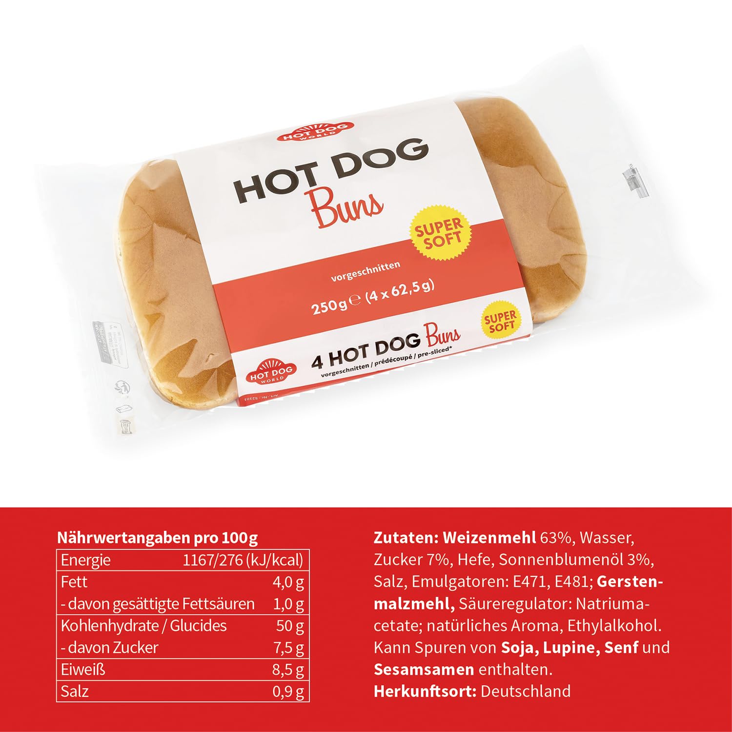 HOT DOG WORLD - Hotdog-Partypaket "dänische Art" für 12 Hot Dogs (Rind)