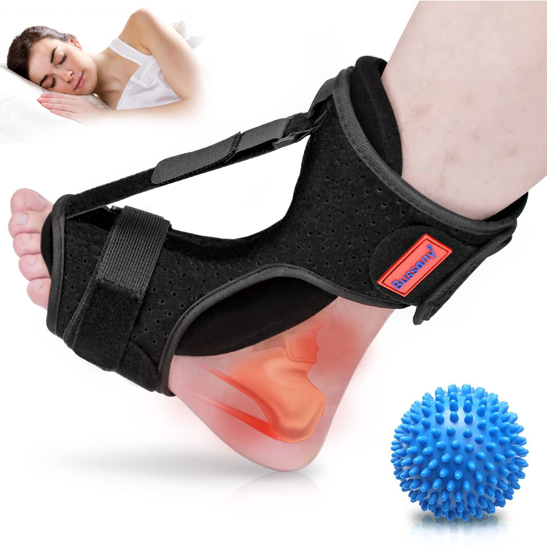 Plantar Fasciitis Night Splint, Adjustable Dorsal Night Splint Foot Drop Orthotic Brace Relief Pain for Plantar Fasciitis Heel Ankle Arch Foot Pain Achilles Tendonitis Support Women Men