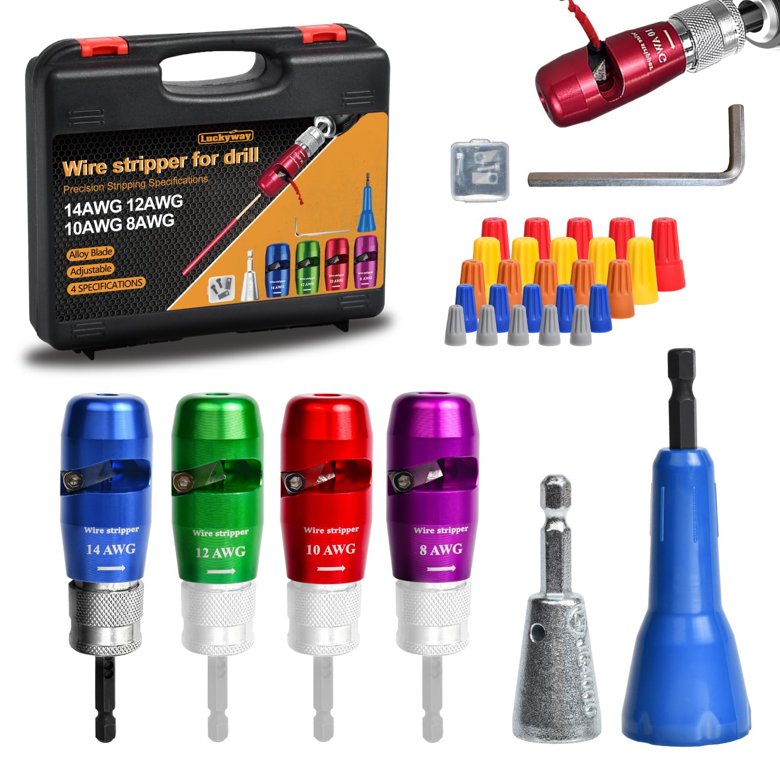Luckyway Wire Stripper for Drill with Professional Electrician Wire Stripping and Twisting Tool, Wire Twister Tool for Drill, Quick Change Connector