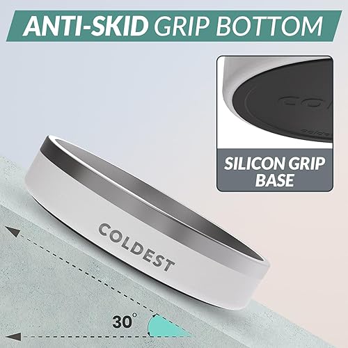 Vista 150 de Coldest Cuenco de metal antioxidante, antideslizante, 3 capas aisladas, acero inoxidable, perro, gato, mascota, antiderrames, sólido, para agua