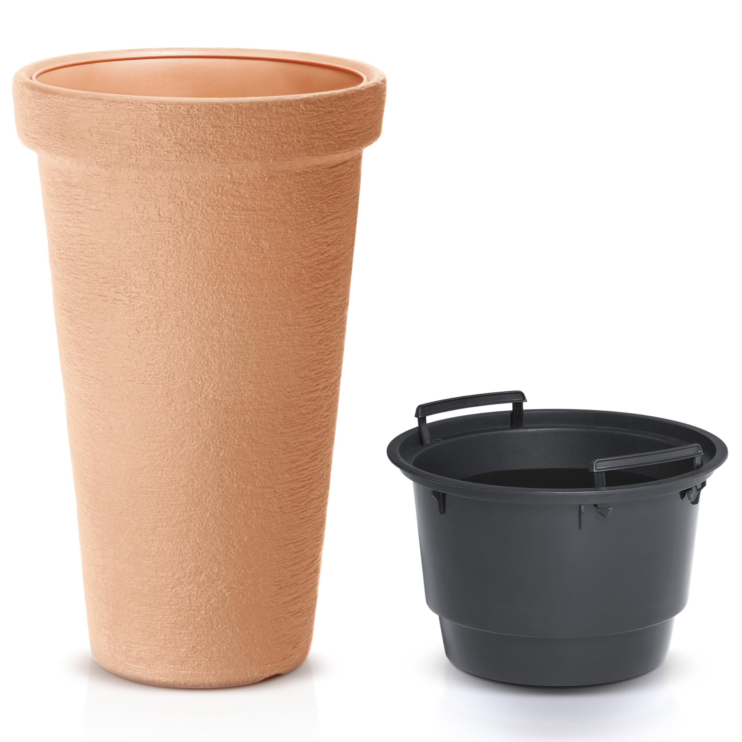 Casaria® Blumentopf 42L 63x40cm XXL Pflanzkübel Hoch Rund Kunststoff Winterfest Garten Terrasse Übertopf Pflanzkasten Blumenkübel Terracotta