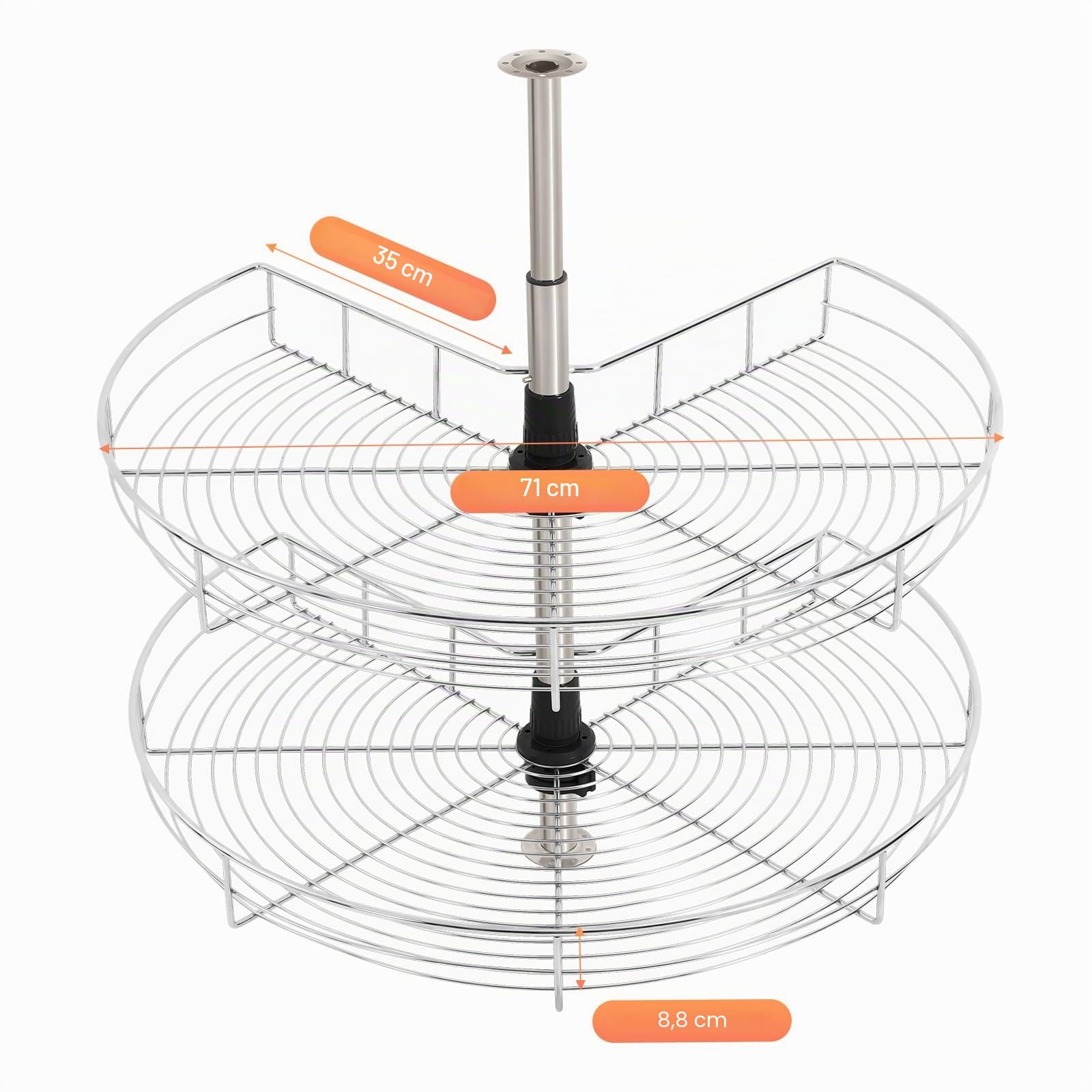 Armario de cocina, 2 niveles, estante de cocina, estante giratorio de 270°, capacidad de carga de 8 kg, armario de cocina, cesta giratoria, altura regulable de utensilios de cocina, utensilios