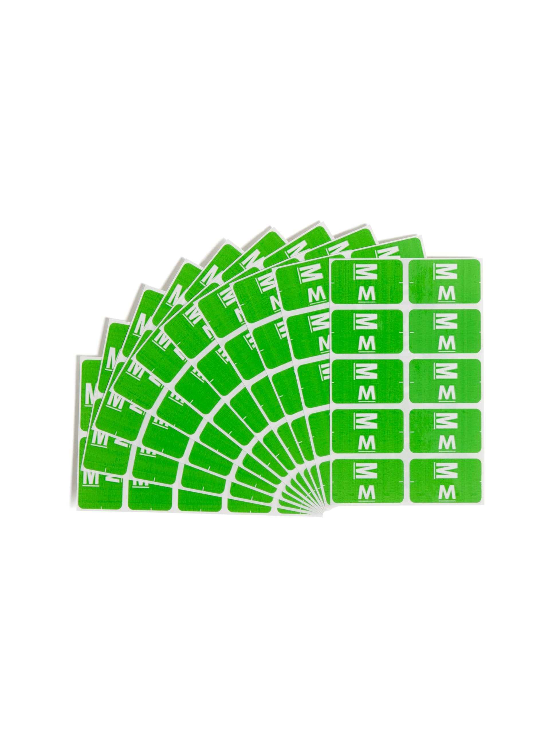 Smead AlphaZ ACCS Color-Coded Alphabetic Label, M, Light Green, 100 Labels per Pack (67183)