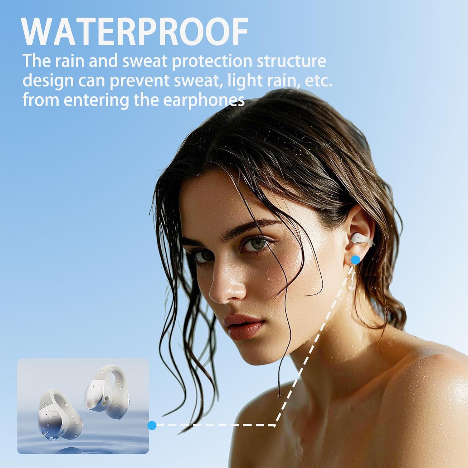 Ultra Open Ear Earbuds,Comfort Clip on Earbuds,Open Ear Headphones,Open Earbuds,Clip on Headphones,Noise Reduction & Touch Control Wireless Headphones,Open Ear Bluetooth Headphones White