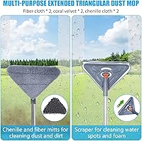 Vista 2 de Trapeador de pared de 82 pulgadas con mango largo para limpieza de pared con poste de extensión de 39.8 a 82 pulgadas, limpiador de pared giratorio