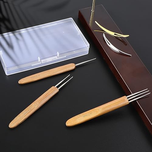 Miniatura 5 de AUGSUN Herramienta de gancho de ganchillo para rastas, trenzas de cabello para rastas, agujas de tejer ganchillo para manualidades trenzadas (0.030