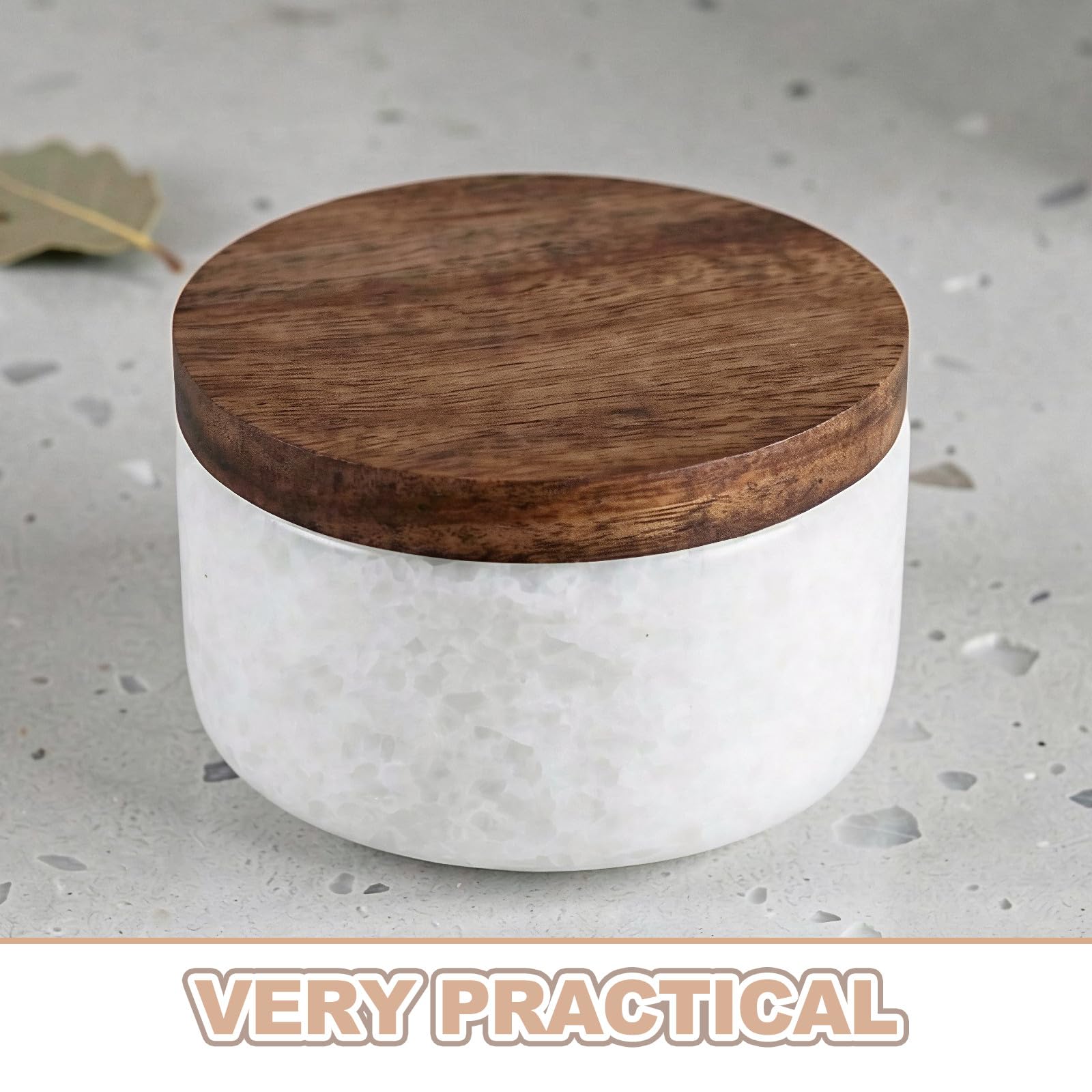 TOYANDONA Pojemnik na przyprawy Marble Salt Cellar, łyżka 6,25 uncji i