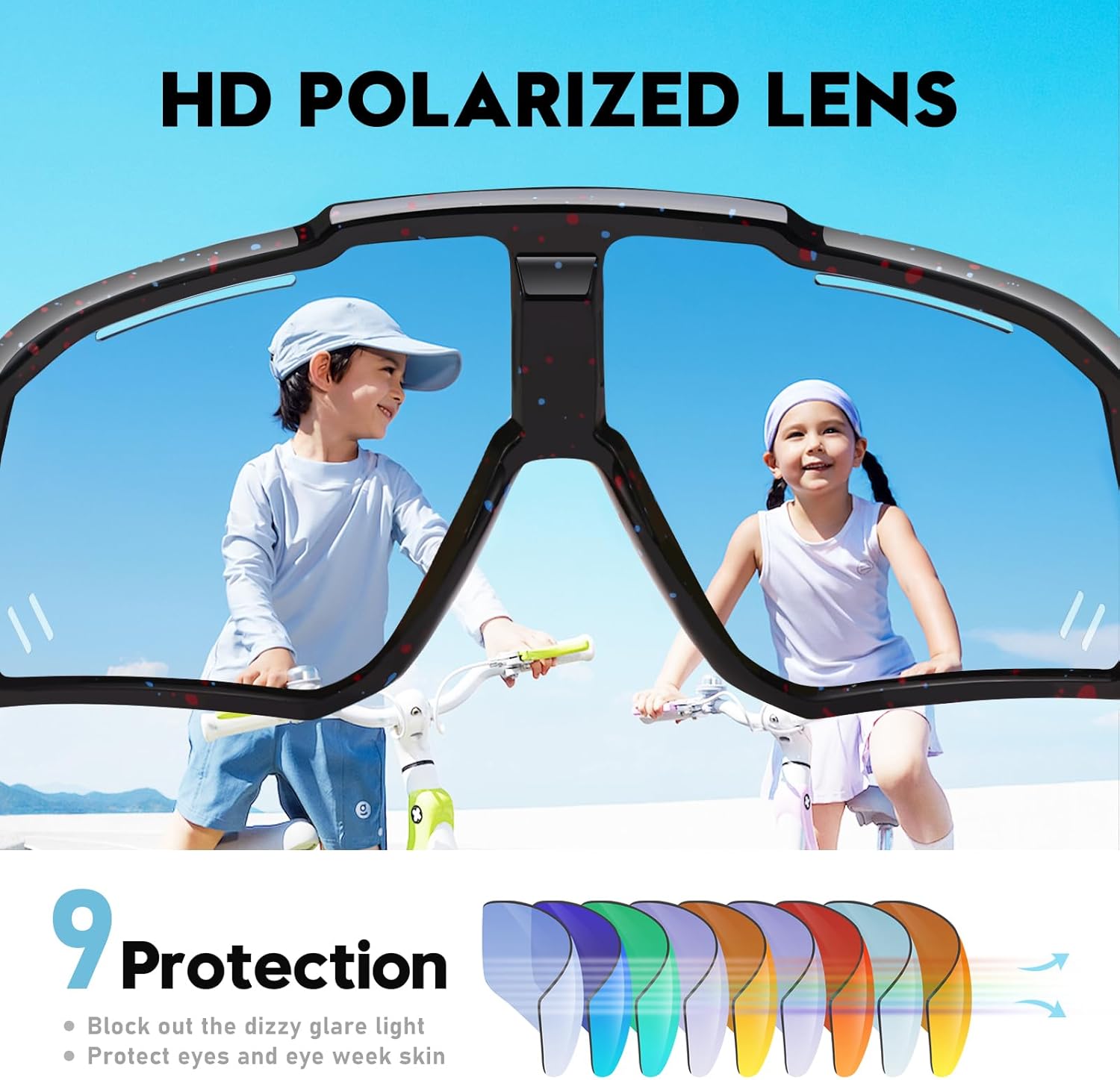 Kids Youth Polarized Sports Sunglasses for 3-12 Girls Boys UV400 for Baseball and Biking Tennis other Outdoor Goggles - Image 5