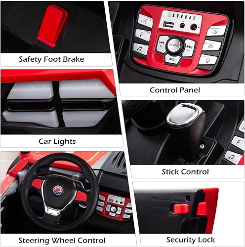 Miniatura 7 de MOLACHI Vehículo UTV de 24 V y 2 plazas para niños, vehículo eléctrico con batería 4WD para adultos y niños, camión con control remoto, cinturones