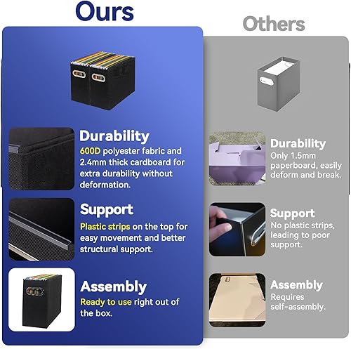 Vista 24 de Paquete de 4 organizadores de archivos tamaño carta, organizador de carpetas de archivos, caja de almacenamiento de tela, organizador de papel Verde