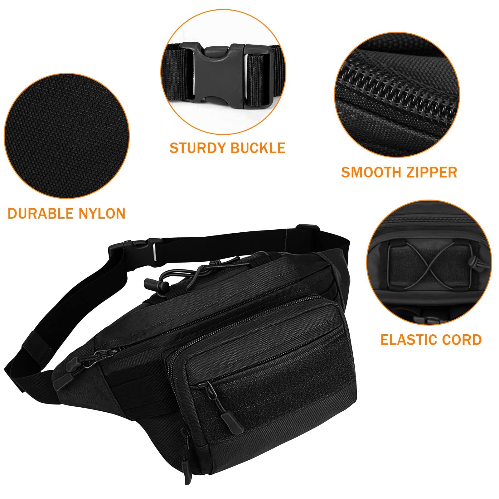 Huntvp Marsupio Uomo Sportivo, Borsetta a Tracolla Militare Borsa per Campeggio Escursionismo Ciclismo Viaggio Trekking Porta Smartphone Chiave Denaro