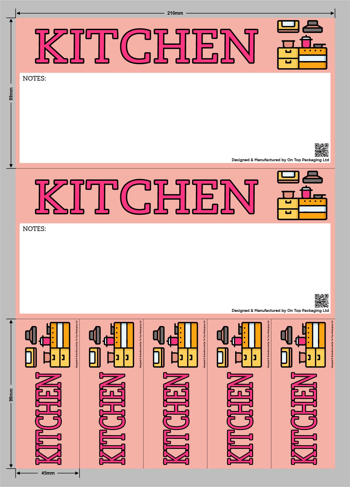 On Top Packaging Moving Day Sticker Set – Kitchen (22 Stickers) | Colour-Coded, Residue-Free, Waterproof & Durable | Multiple Sizes for Boxes & Furniture | Free Marker Pen for Easy Labelling
