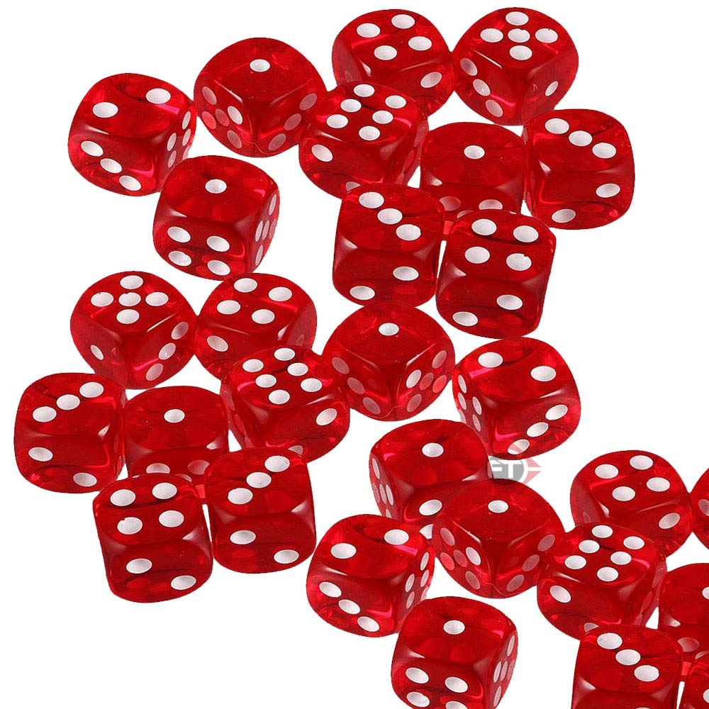 Firstly Traders Pack of 20 Red Colored Dice for Toys and Games for Kids/School Supply Set