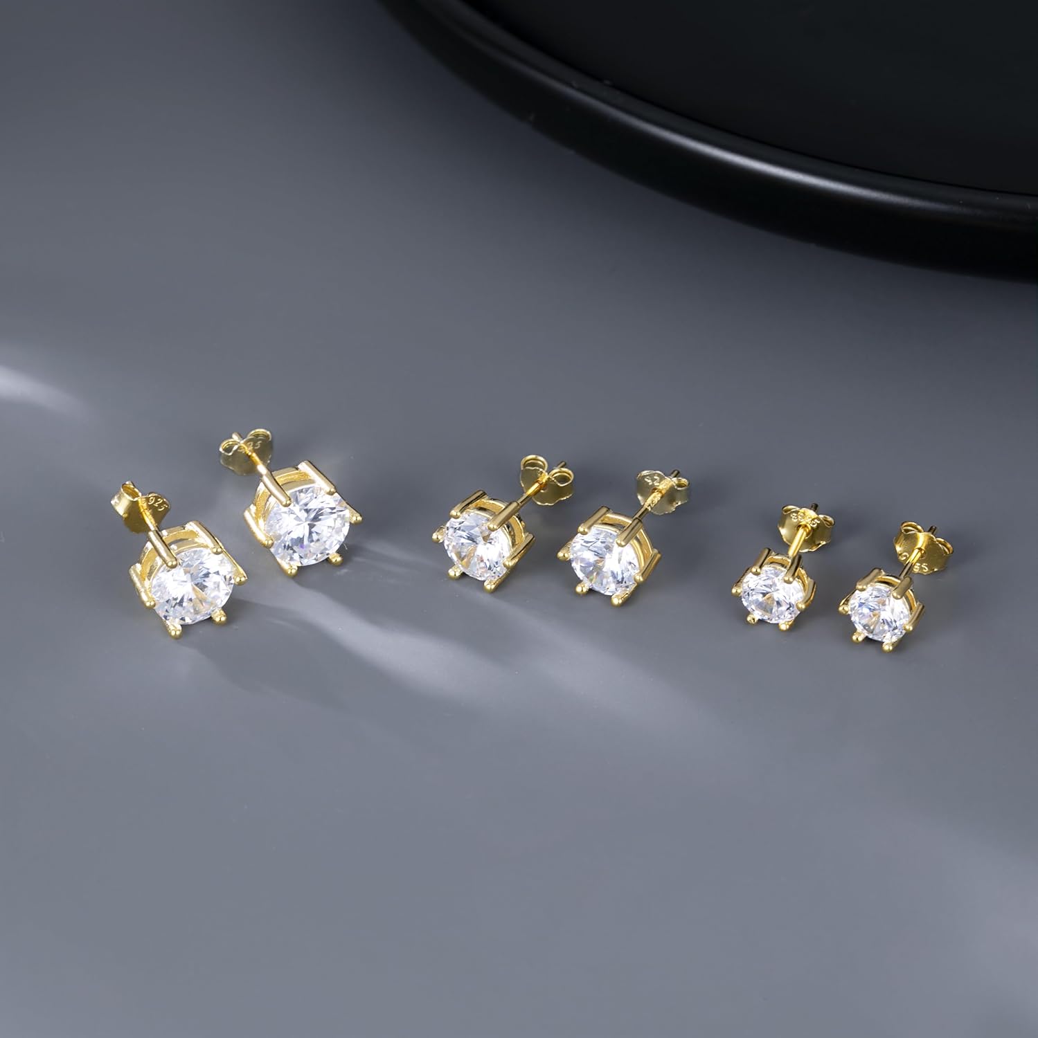 SLUYNZ Solid 925 Sterling Silver Sparkling Cubic Zirconia Stud Earrings for Women Teens Round CZ Stud Earrings 5MM/6MM/7MM Simulated Diamond Studs - Image 6