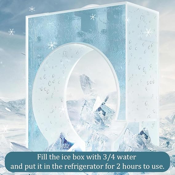 Cold Air Fan with Ice Box and Mist Function 2024 Upgraded Cooling Sensation, 4 in 1 Device Cooling Fan, Silent Noise Reduction, 900 ML Water Tank, 3 Levels of Wind Speed, 7 Color LED Included, Cold