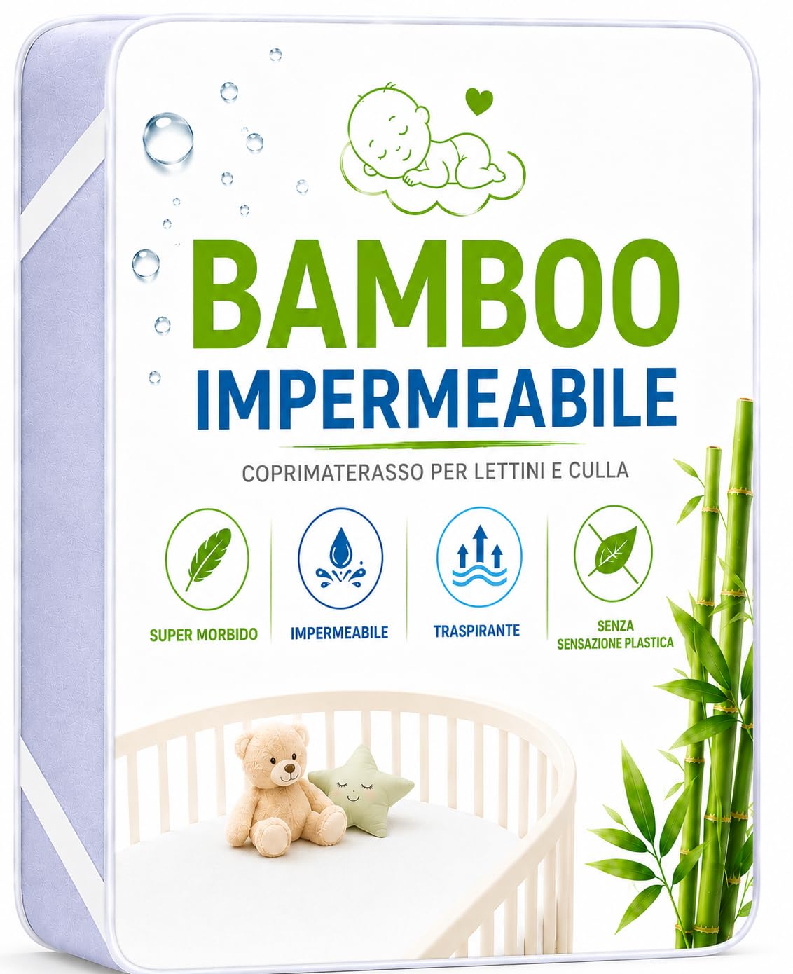 Flyideas Waterproof Mattress Protector Baby Cot 70 x 140 cm 1 Piece Certified Bamboo Mattress Protector Bed Insert Baby Cot โ image 1