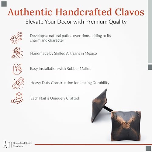 Miniatura 2 de Paquete de 25 clavos cuadrados de 1 pulgada de clavos decorativos de bronce aceitado, cierres de persiana ornamentales, tachuelas de uñas