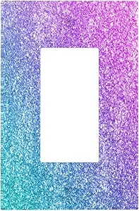 Decorative Outlet Covers Gillter Purple Pink Blue Gradient Sparkle 1 Gang Rocker Light Switch Cover Plate Single Decora Light Switch Covers Wall Plate Faceplate for Bedroom Home Decor