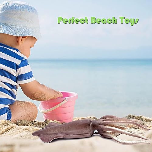 Miniatura 4 de Gemini&Genius Figura de acción de calamar de animales marinos para niños, de goma suave, realista, calamar oceánico, juguetes educativos y de juego