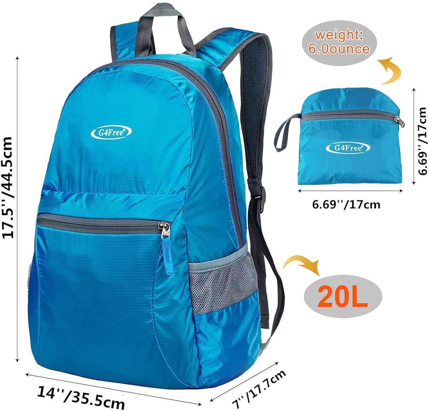 G4Free 20L Lightweight Packable Backpack Travel Hiking Daypack Foldable Backpack for Men Women - Image 7