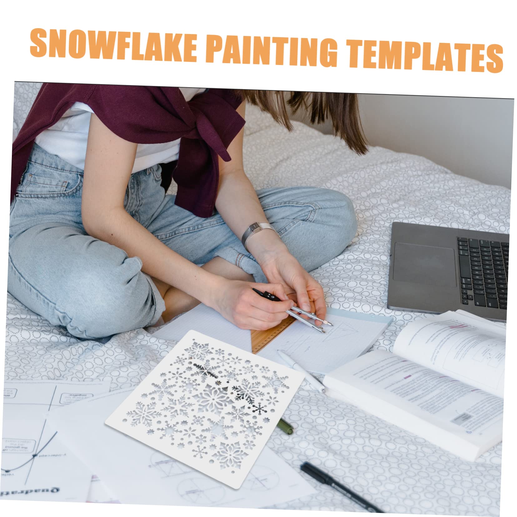 SHINEOFI 5 Juegos Plantilla De Pintura Plantillas De De Nieve Para Pintar Arte Del De Nieve Plantillas De Vacaciones De Nieve Pegatinas El Plastico 4 Uds * 5