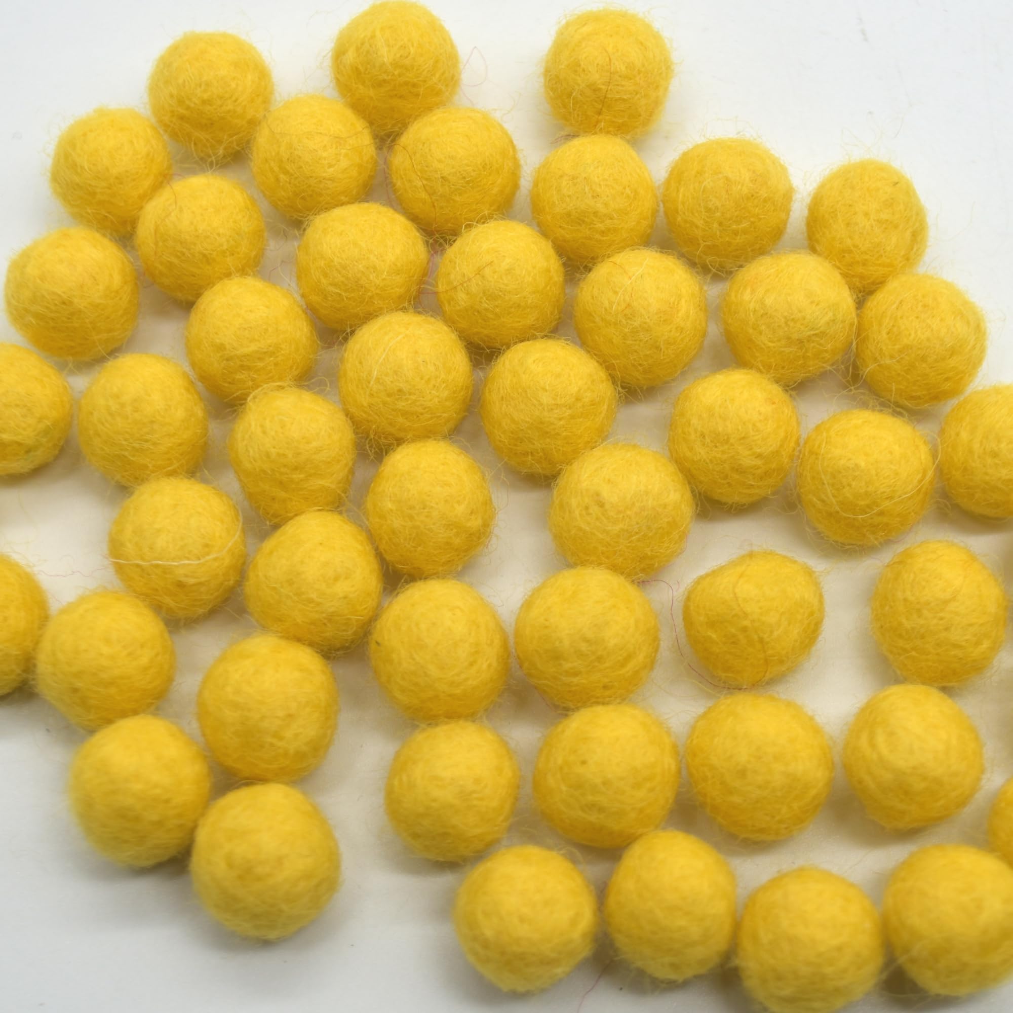 Oriental Direct based in Yorkshire 100% Wool Felt Balls - 100 Felt Balls - 1cm - Mustard Yellow