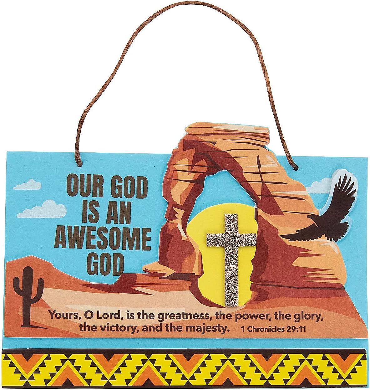 Fun Express Southwest VBS Overall Verse Sign Craft Kit - VBS Vacation Bible School Supplies/Decor - Makes 12