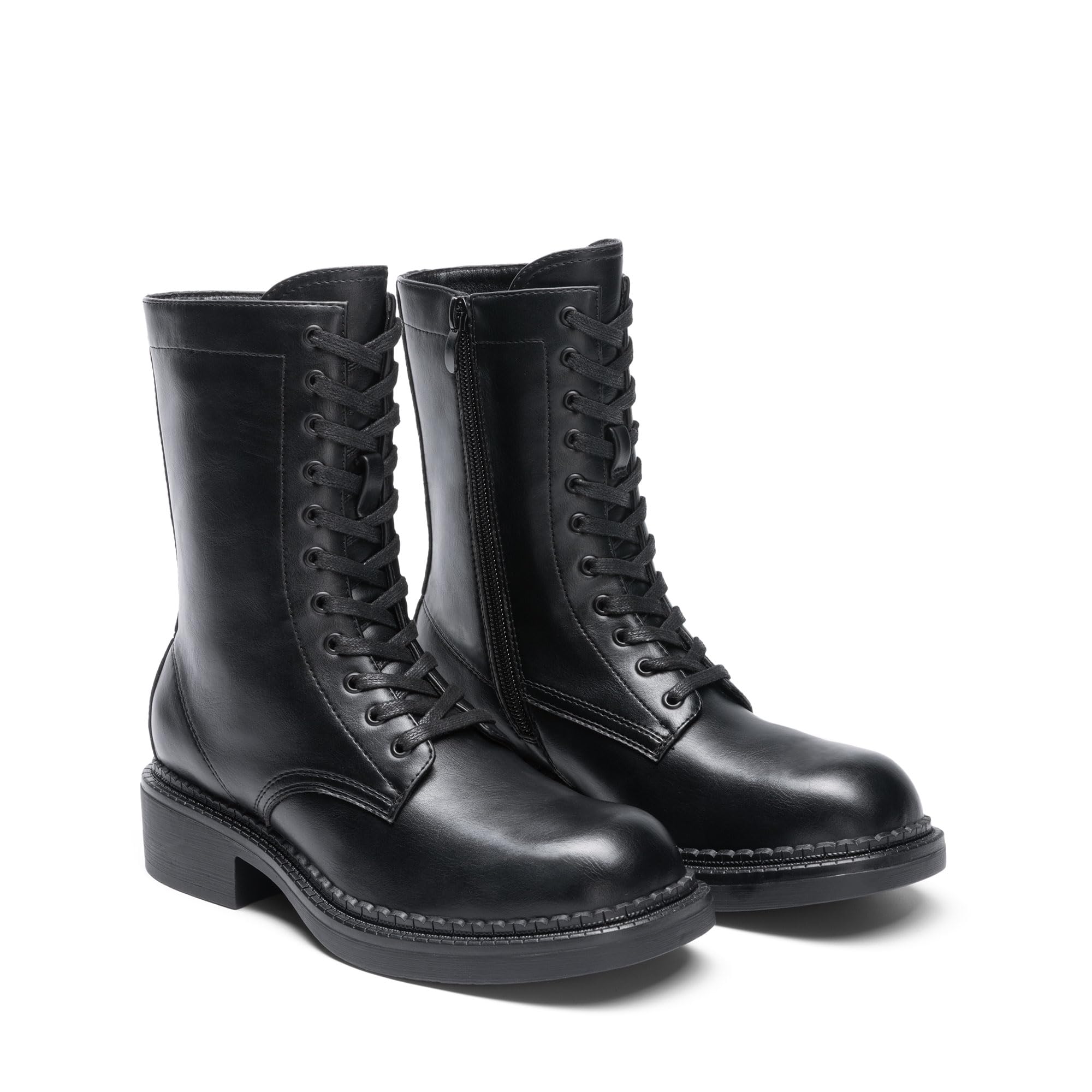 DREAM PAIRS Damskie buty sznurowane, sylwetka, wygodny zamek błyskawiczny, ciepła podeszwa, zamek błyskawiczny