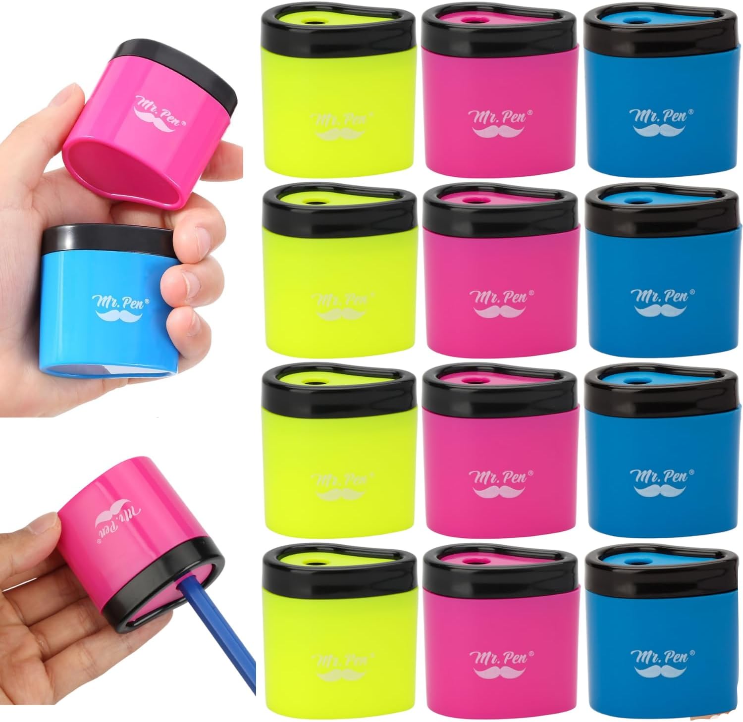 Mr. Pen- Manual Pencil Sharpeners Bulk, 12 Pack, Colorful